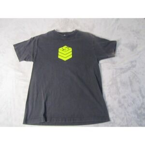 DC Shoes Mens Graphic T-Shirt Black Neon Green Logo Skate Tee Size M
